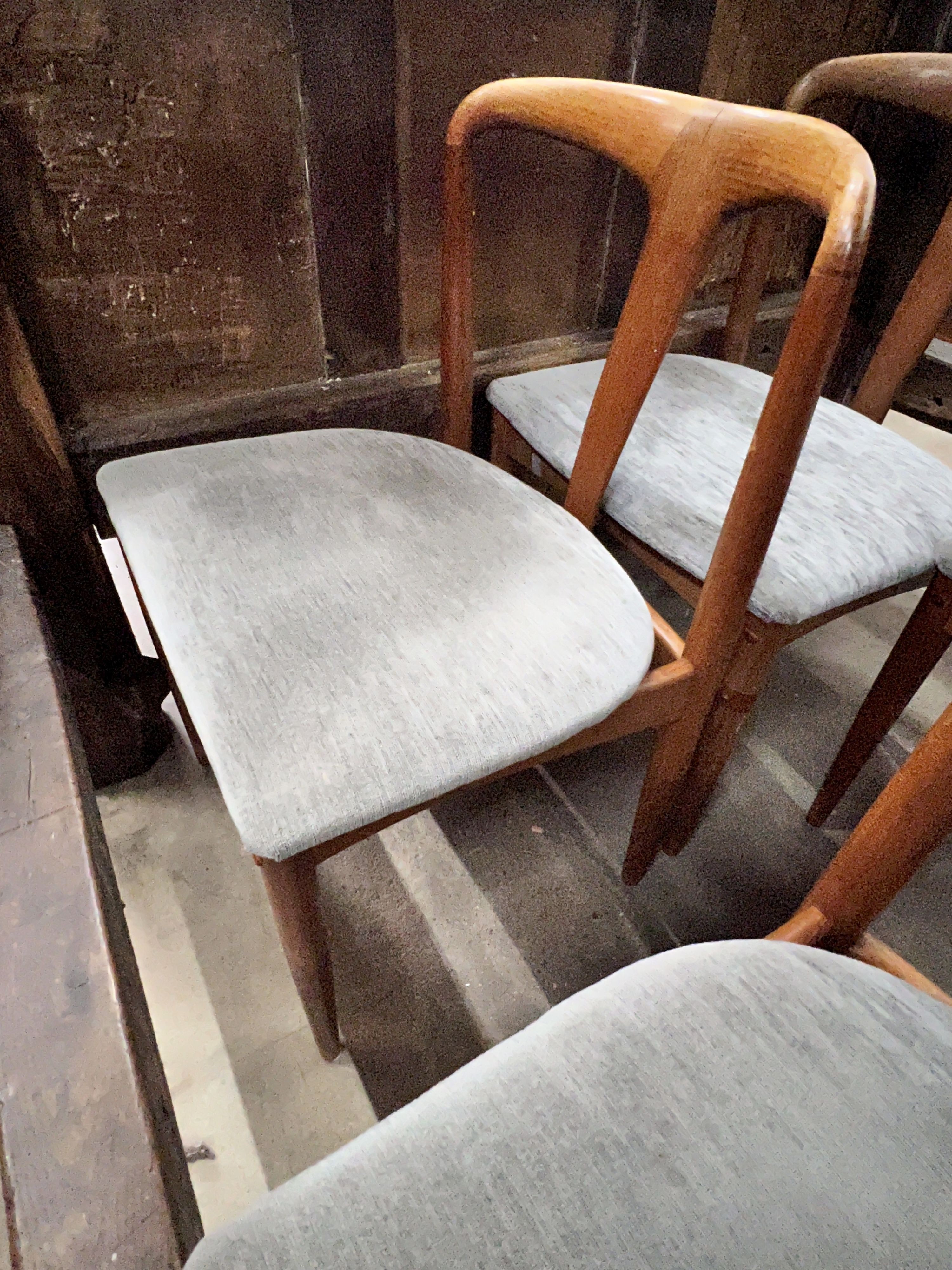 Four Uldum Mobelfabrik chairs (with damage)